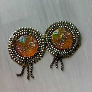 Adult Sexy Pasties Sticky Gold with Rhinestones. Used
